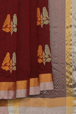 Collection of Chanderi Maroon Saree in a gallery layout