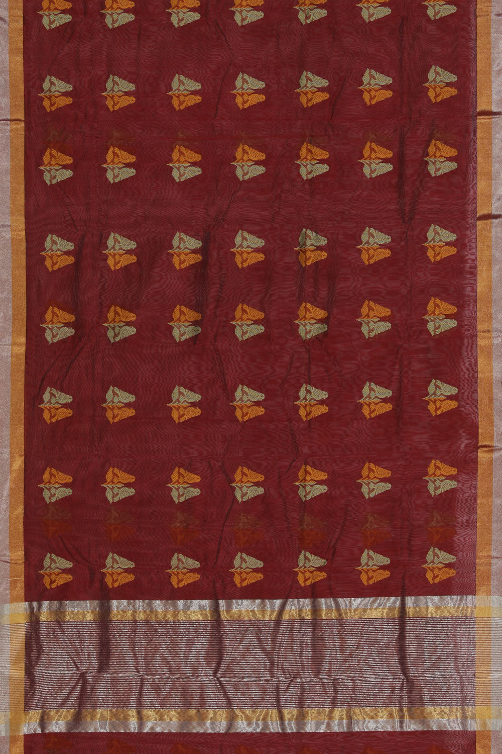 Collection of Chanderi Maroon Saree in a gallery layout