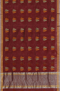 Collection of Chanderi Maroon Saree in a gallery layout