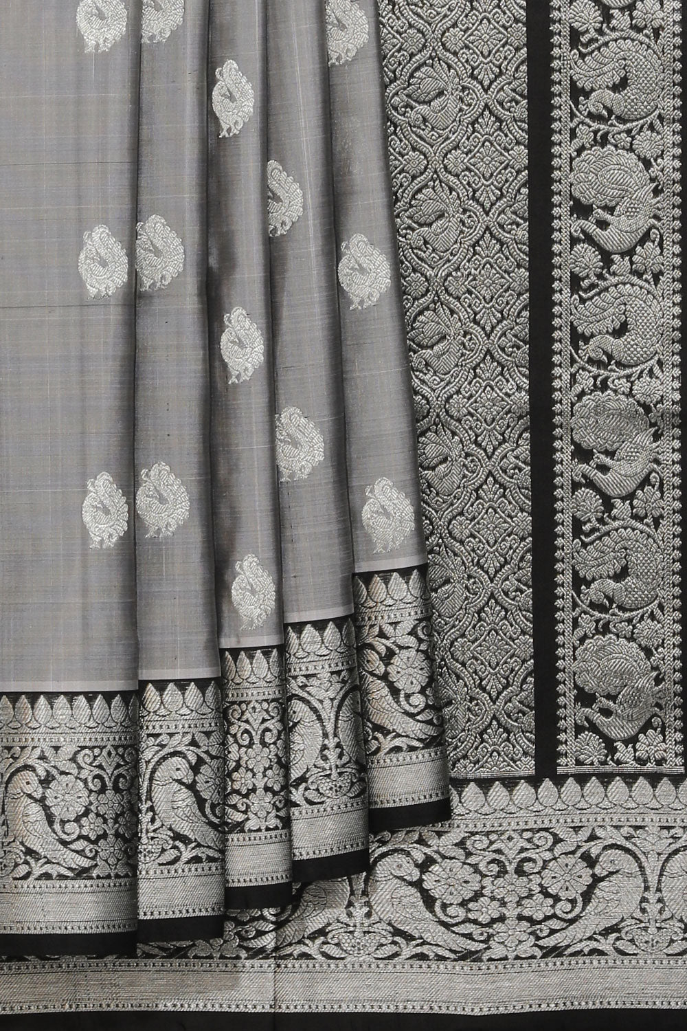 Collection of Venkatagiri Silk Grey Saree in a gallery layout