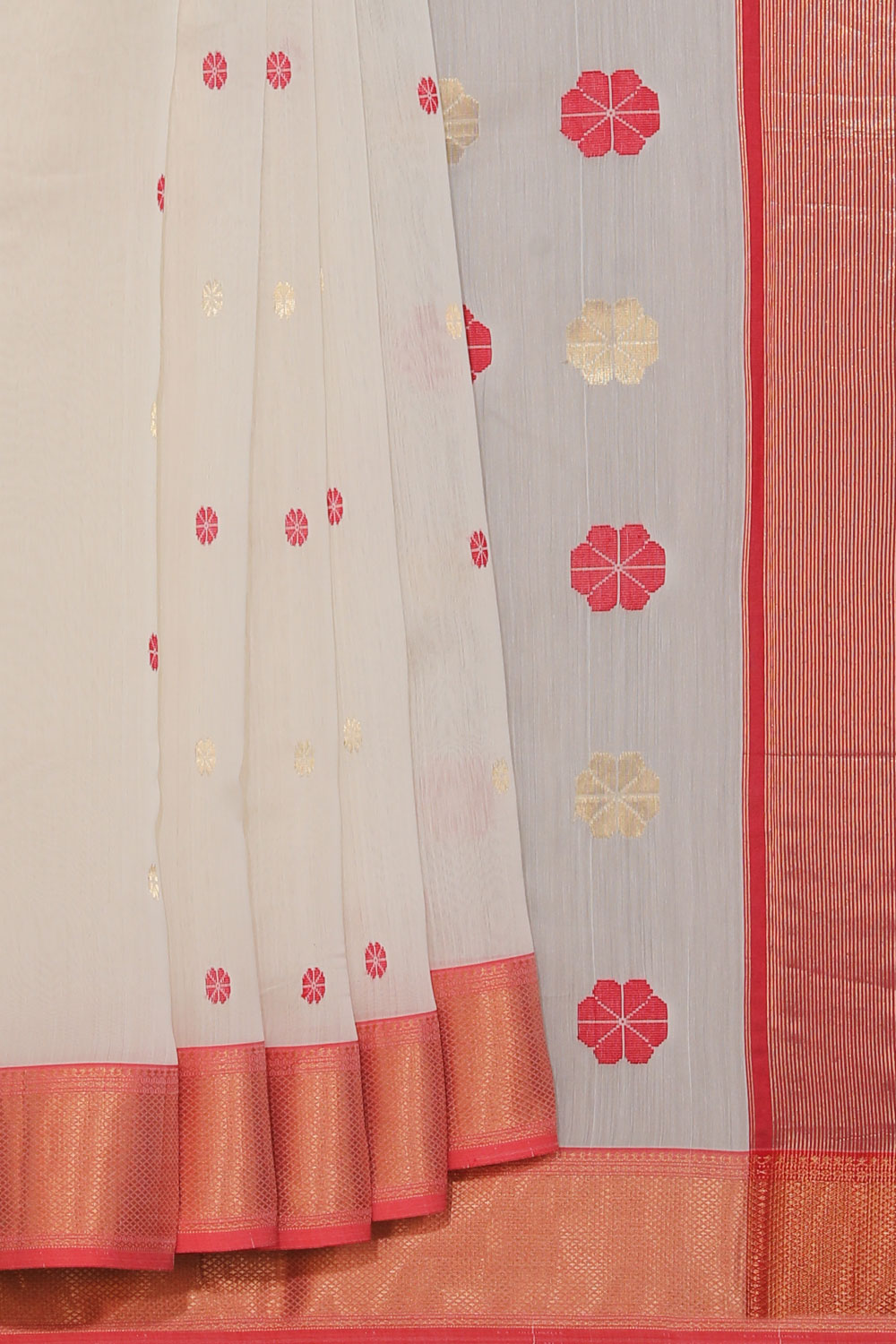 Collection of Chanderi Off-White Saree in a gallery layout