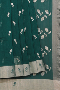 Collection of Chanderi Teal Green Saree in a gallery layout