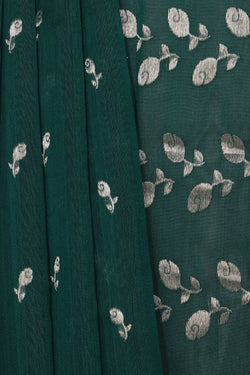 Collection of Chanderi Teal Green Saree in a gallery layout