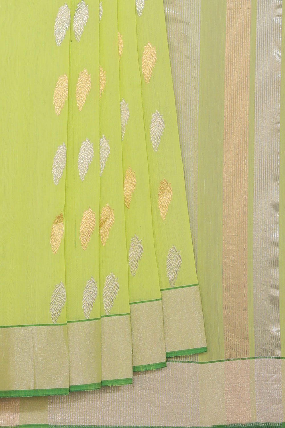 Collection of Chanderi Parrot-Green Saree in a gallery layout