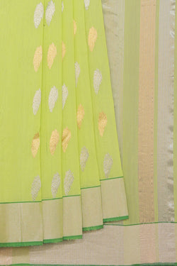 Collection of Chanderi Parrot-Green Saree in a gallery layout