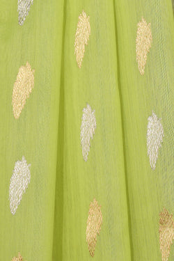 Collection of Chanderi Parrot-Green Saree in a gallery layout