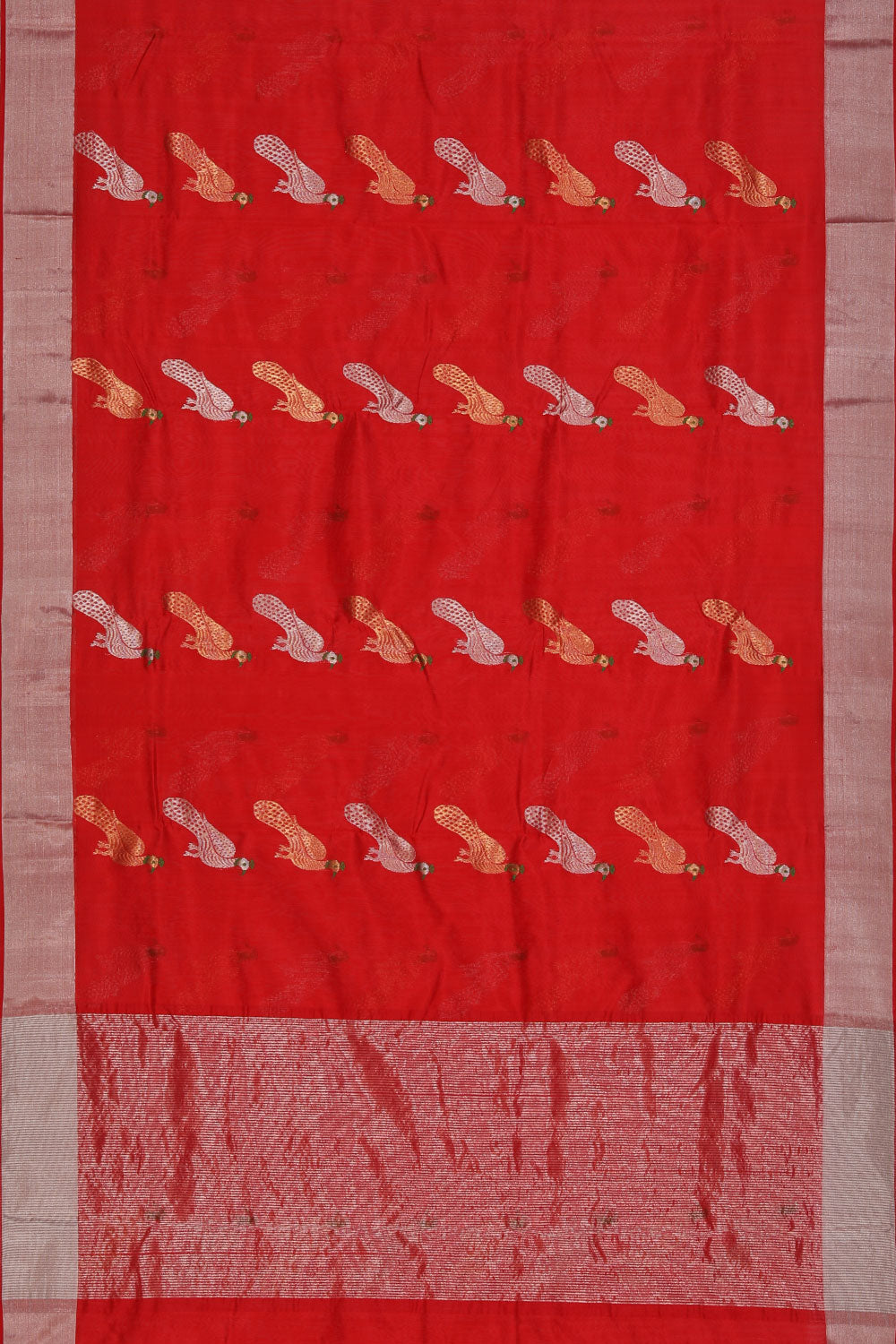 Collection of Chanderi Ruby-Red Saree in a gallery layout