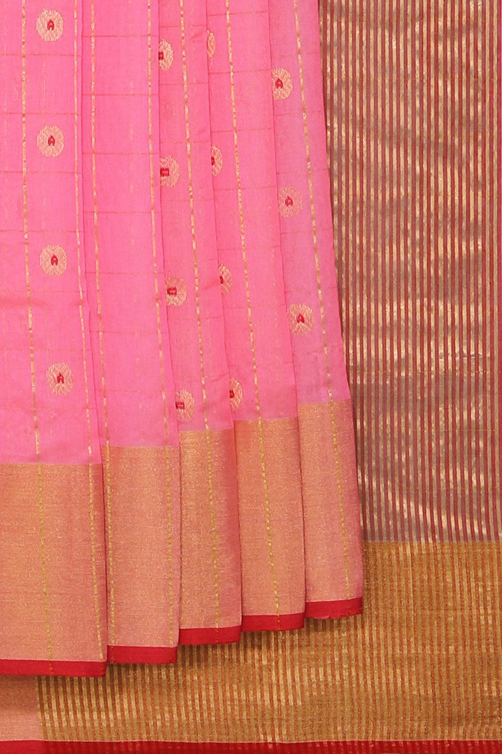 Collection of Chanderi Pink Saree in a gallery layout