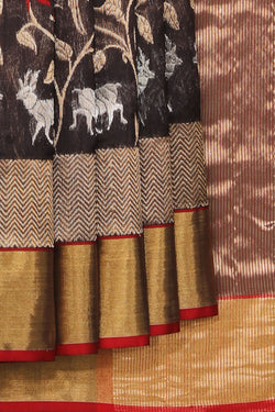 Collection of Chanderi Brown Saree in a gallery layout