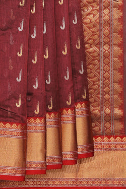 Collection of Chanderi Maroon Saree in a gallery layout