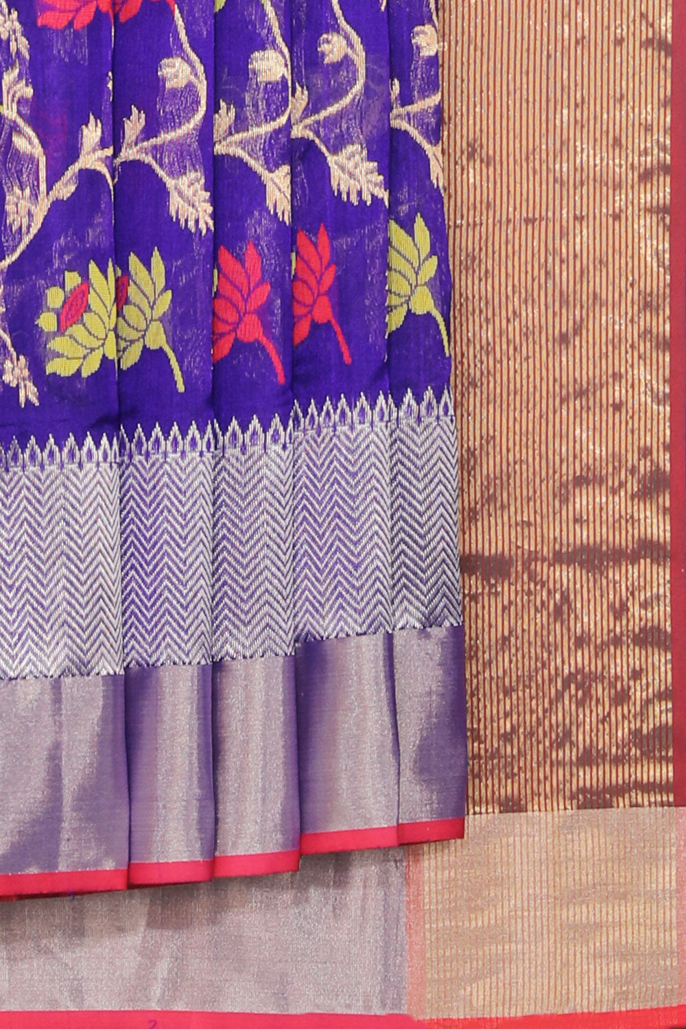 Collection of Chanderi Purple Saree in a gallery layout