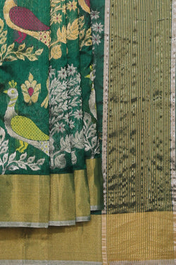 Collection of Chanderi Green Saree in a gallery layout