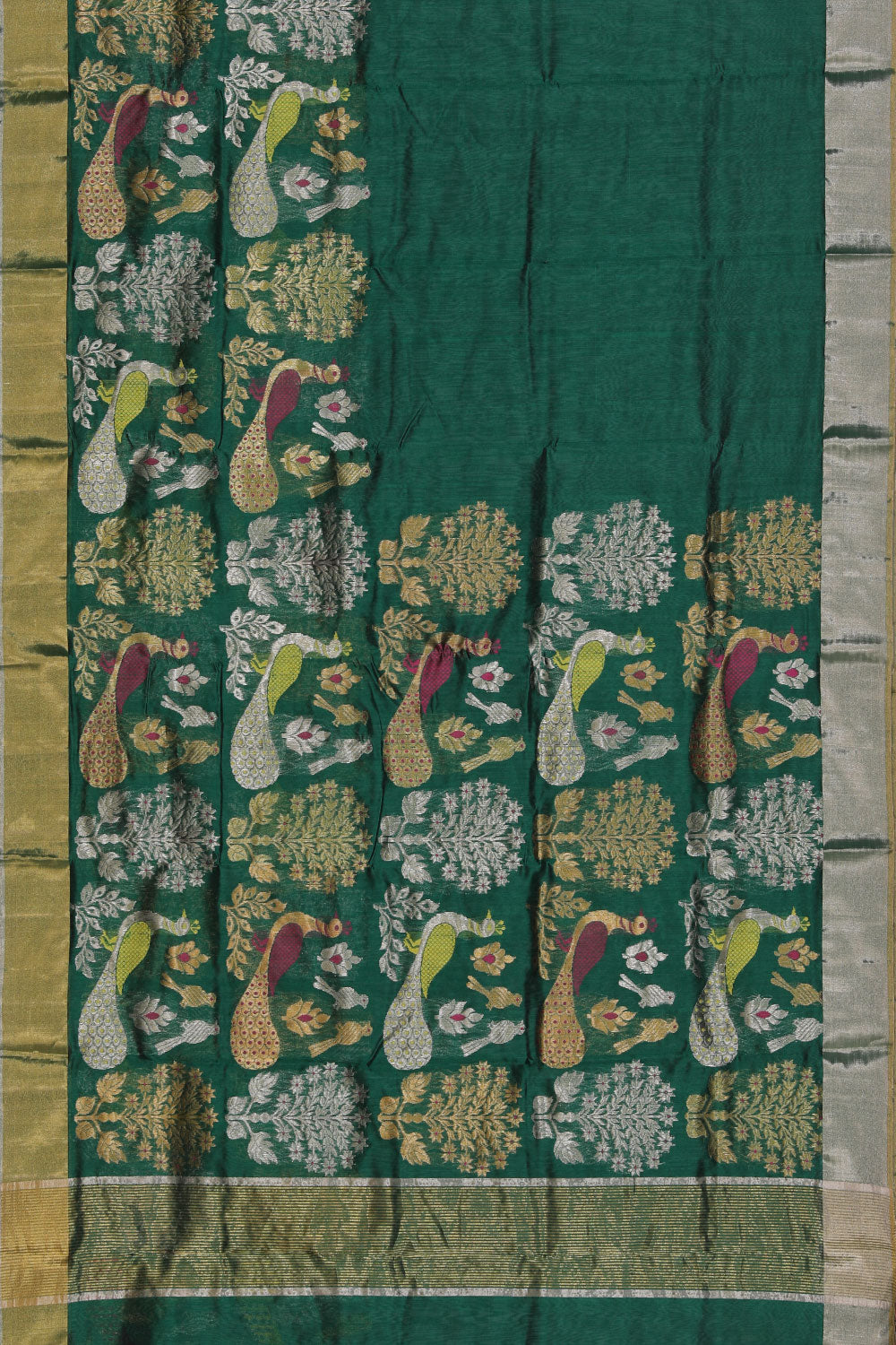 Collection of Chanderi Green Saree in a gallery layout