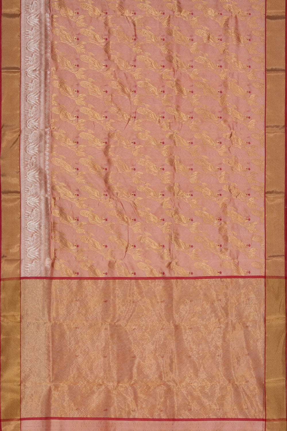 Chanderi Cotton Silk Peach Saree