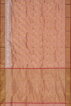 Image of Chanderi Cotton Silk Peach Saree