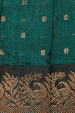 Collection of Chanderi Cotton SilkTeal Green Saree in a gallery layout