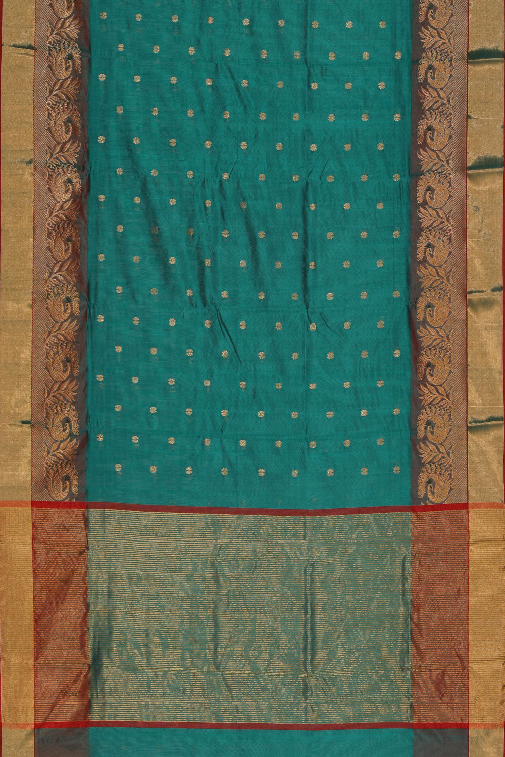 Collection of Chanderi Cotton SilkTeal Green Saree in a gallery layout