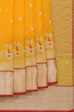 Collection of Chanderi Cotton Silk Yellow Saree in a gallery layout