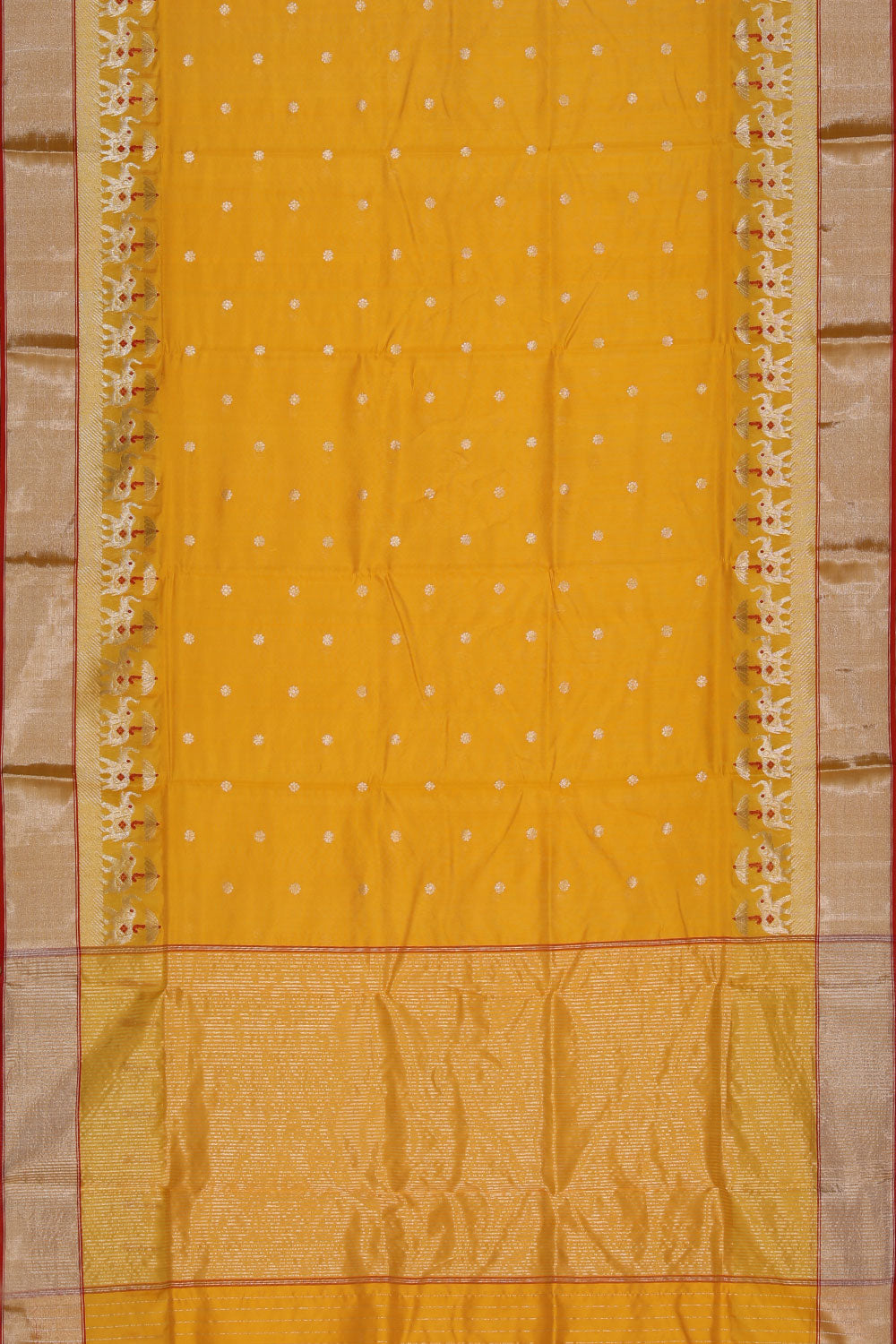 Collection of Chanderi Cotton Silk Yellow Saree in a gallery layout