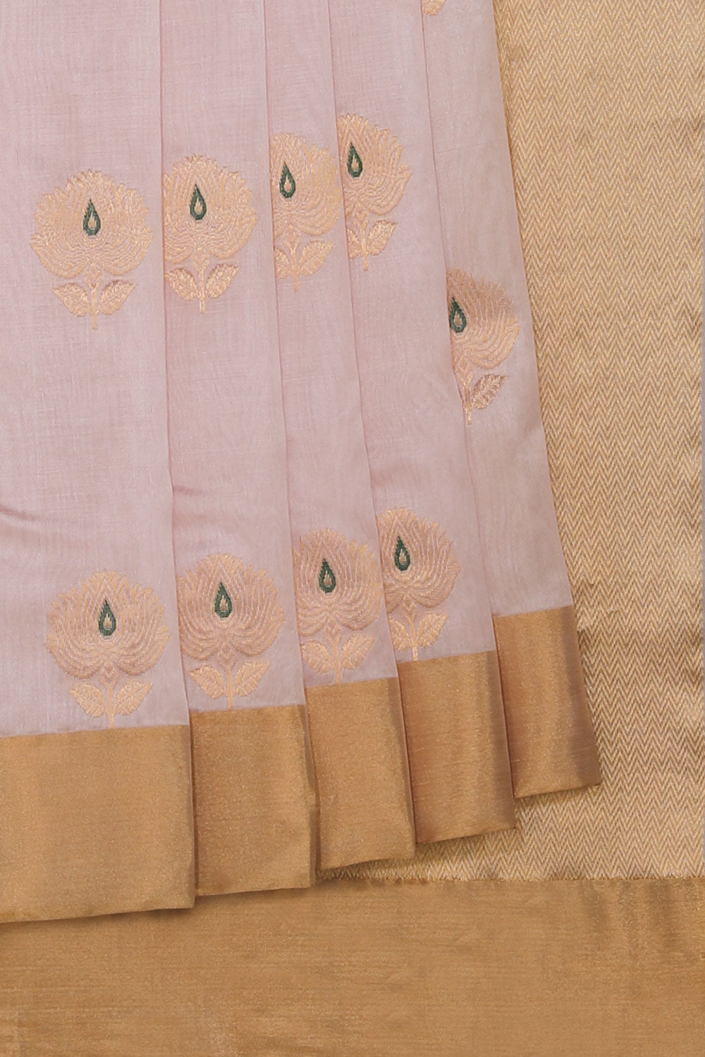 Collection of Chanderi Cotton Silk Baby Pink Saree in a gallery layout