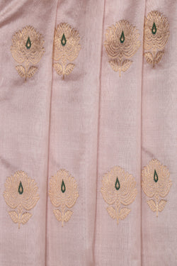 Collection of Chanderi Cotton Silk Baby Pink Saree in a gallery layout