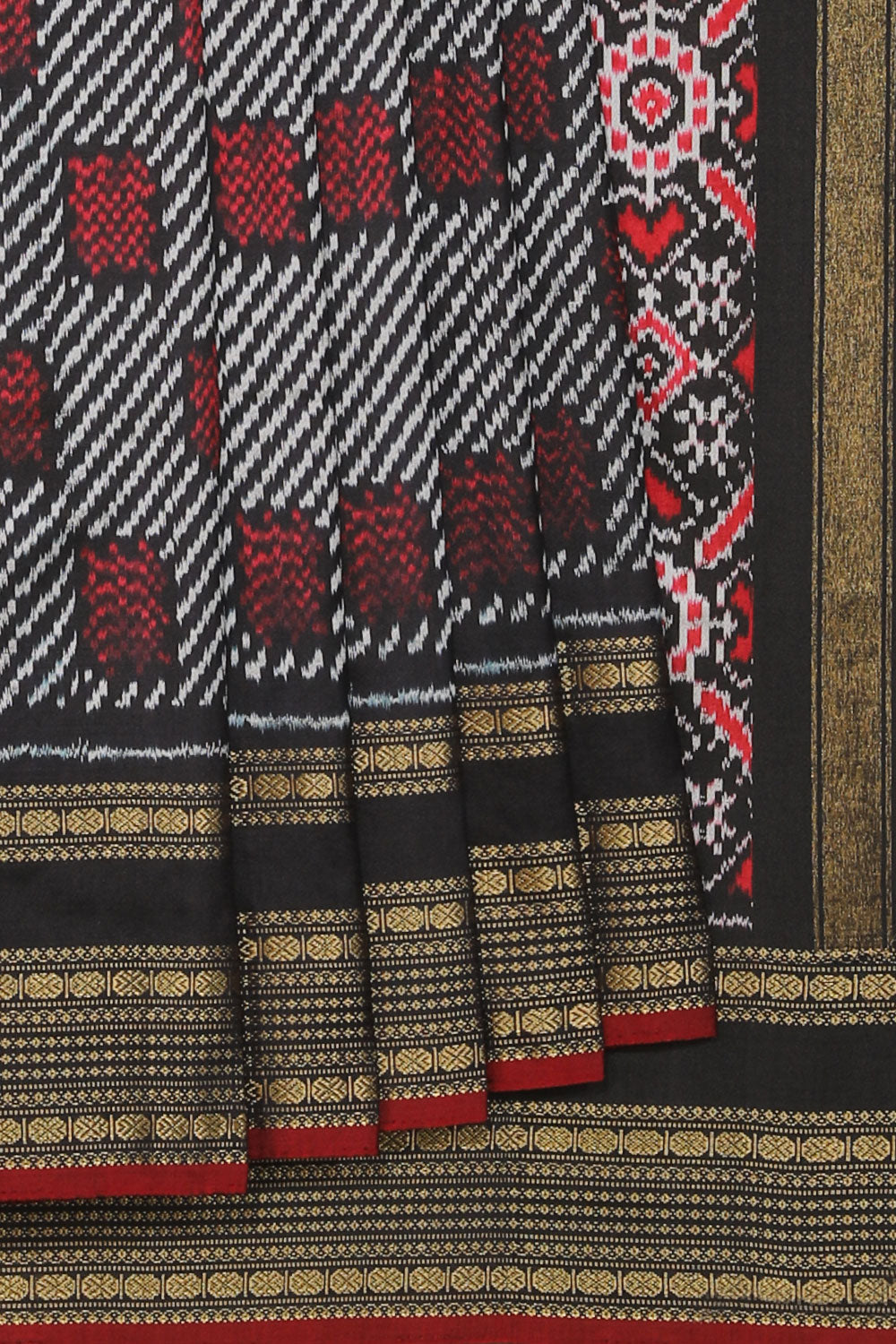 Collection of Pochampally Silk Ikat Black Saree in a gallery layout