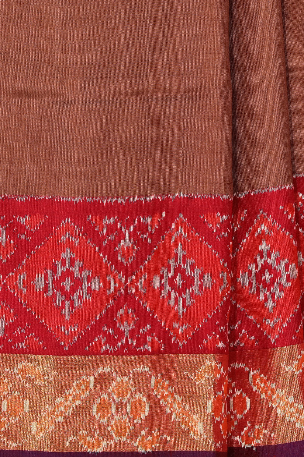 Pochampally Silk Ikat Brown Saree