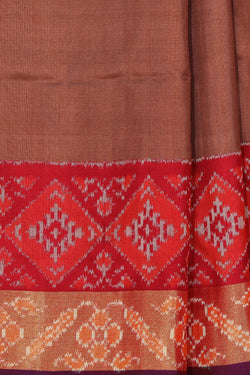 Image of Pochampally Silk Ikat Brown Saree