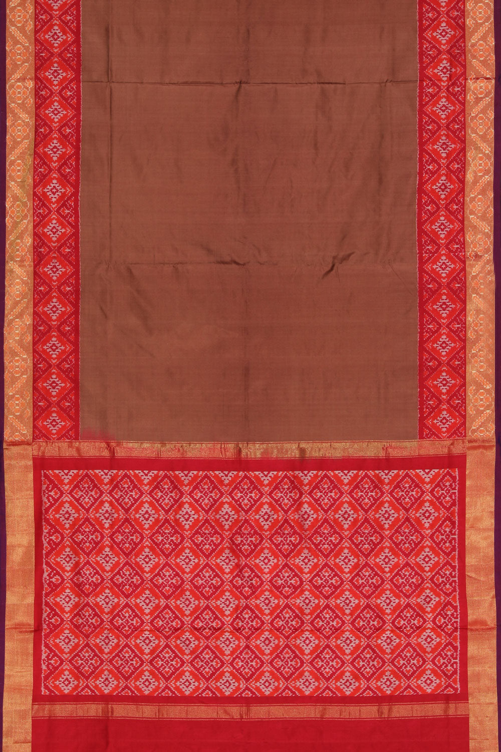 Pochampally Silk Ikat Brown Saree