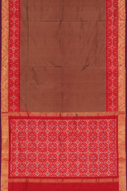 Image of Pochampally Silk Ikat Brown Saree