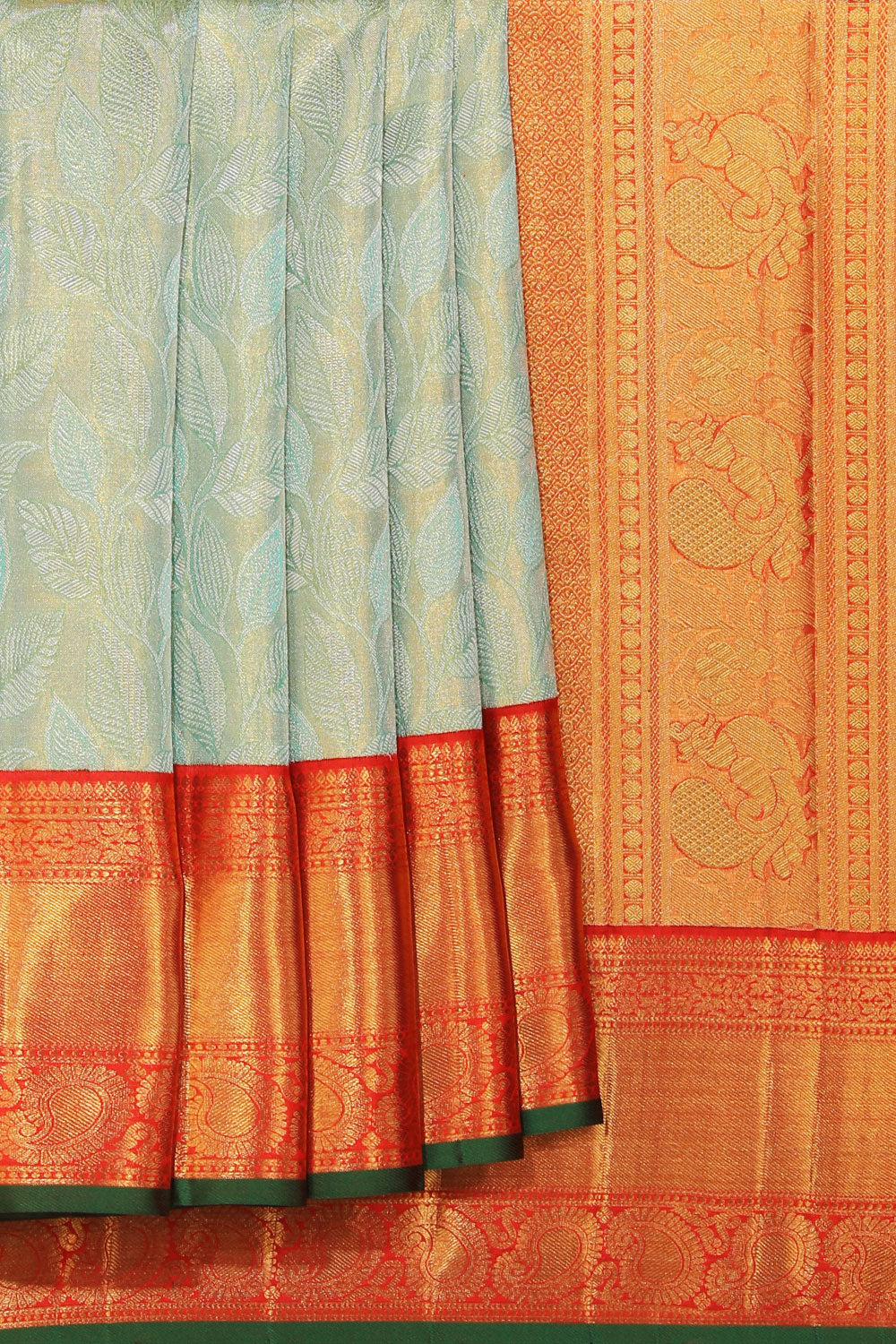 Kanchipattu Turquoise Green Saree