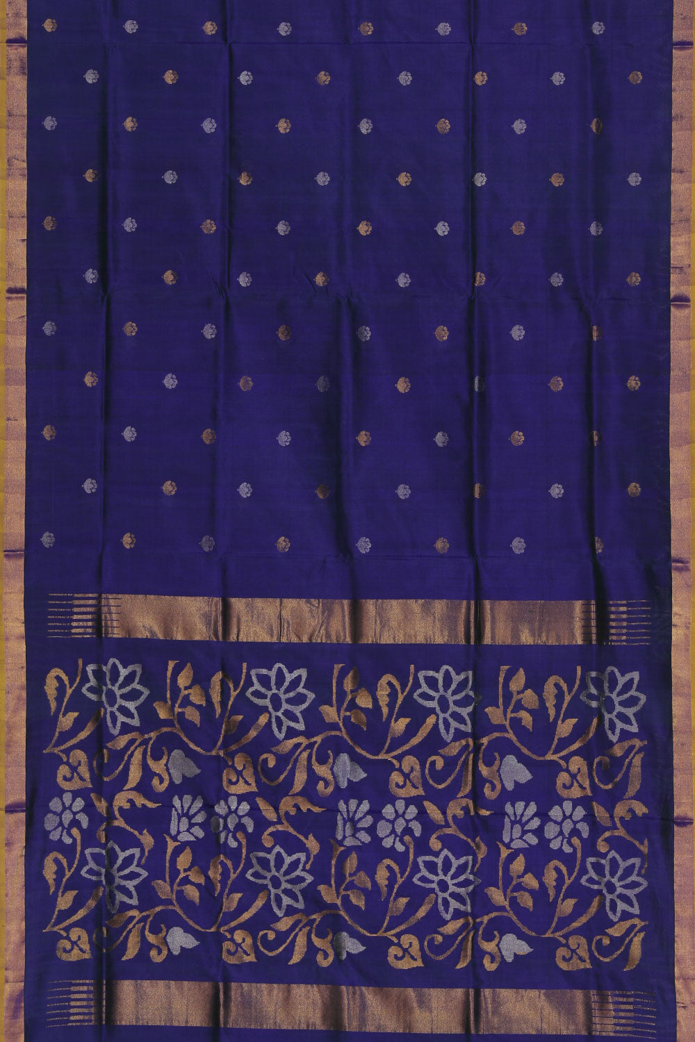 Collection of Uppada Silk Peacock Blue Saree in a gallery layout