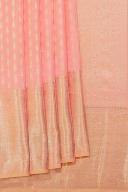 Image of Kanchipattu Brocade Coral-Peach Saree