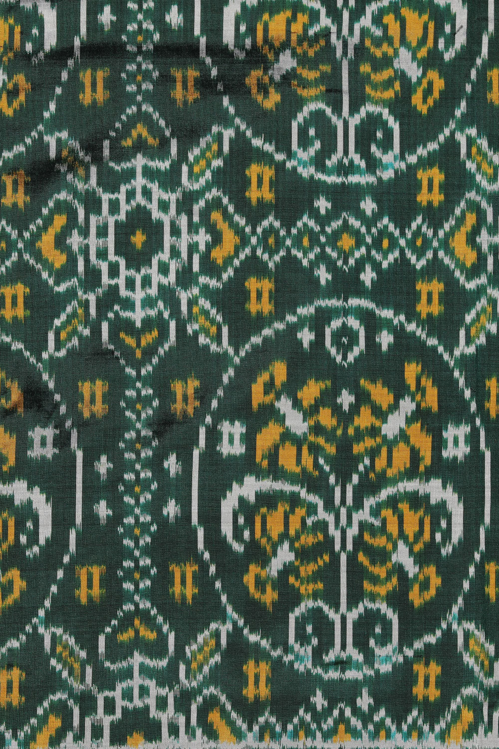 Image of Pochampally Silk Ikat Bottle Green Saree