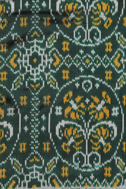 Collection of Pochampally Silk Ikat Bottle Green Saree in a gallery layout