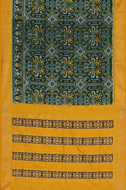 Collection of Pochampally Silk Ikat Bottle Green Saree in a gallery layout