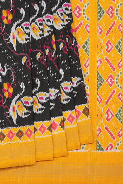 Collection of Pochampally Silk Ikat Black Saree in a gallery layout