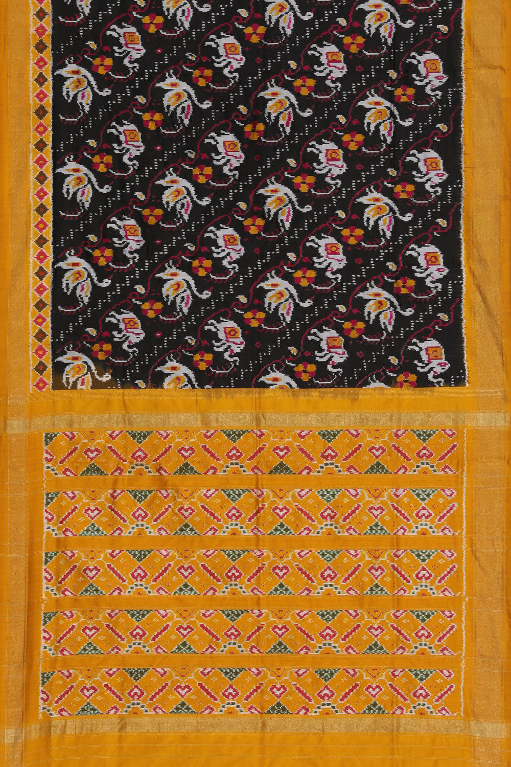 Collection of Pochampally Silk Ikat Black Saree in a gallery layout