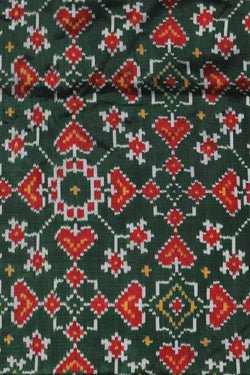 Collection of Pochampally Silk Ikat Green Saree in a gallery layout