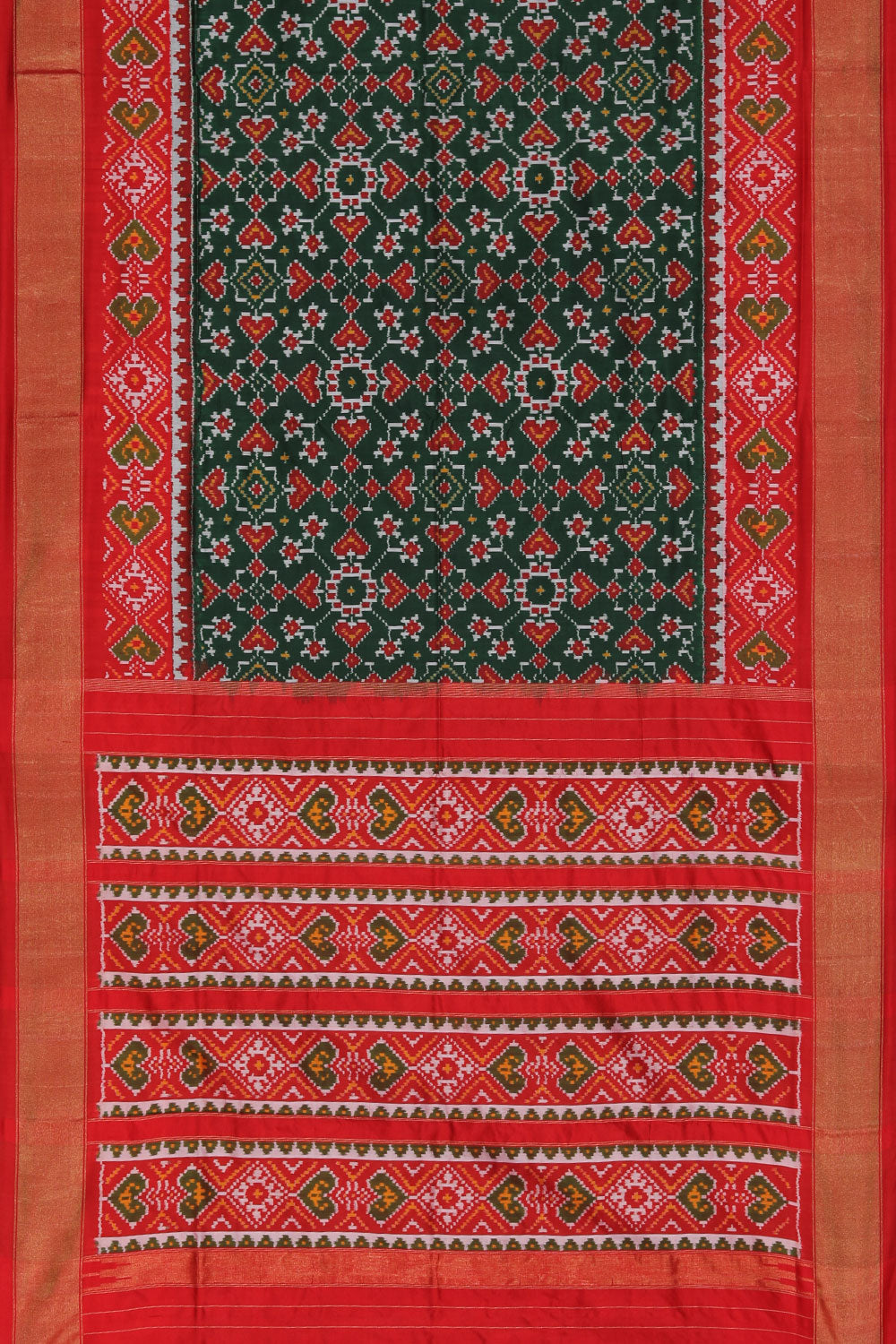 Collection of Pochampally Silk Ikat Green Saree in a gallery layout