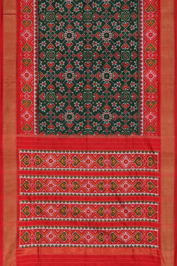 Collection of Pochampally Silk Ikat Green Saree in a gallery layout