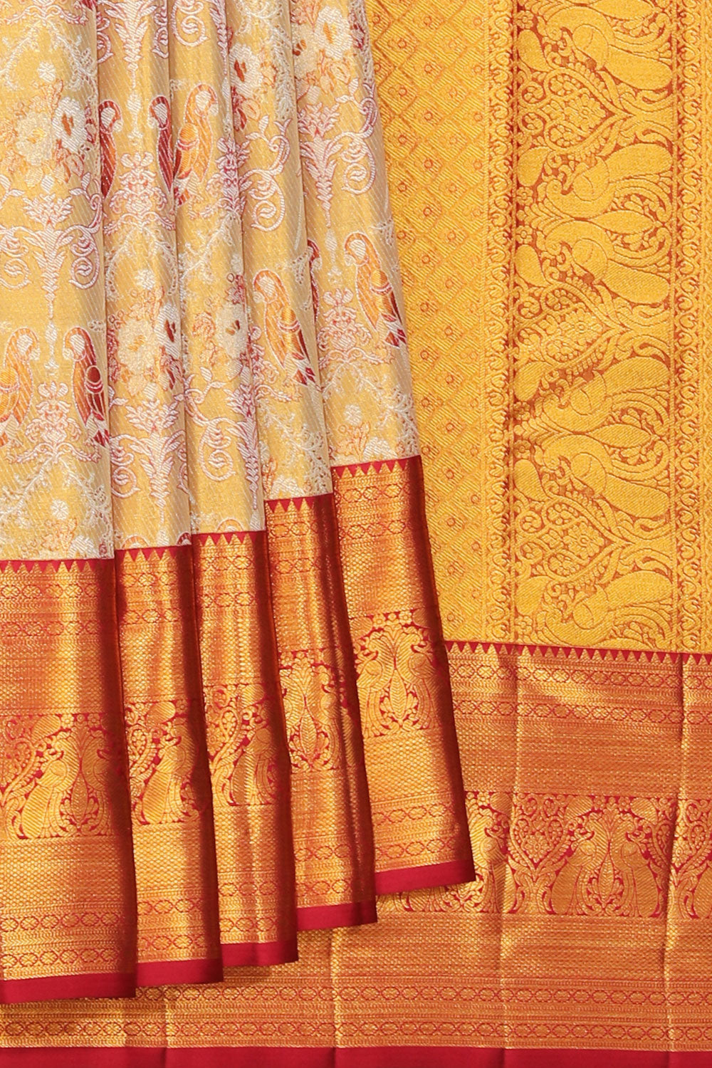 Kanchipattu Tissue Brocade Gold Saree