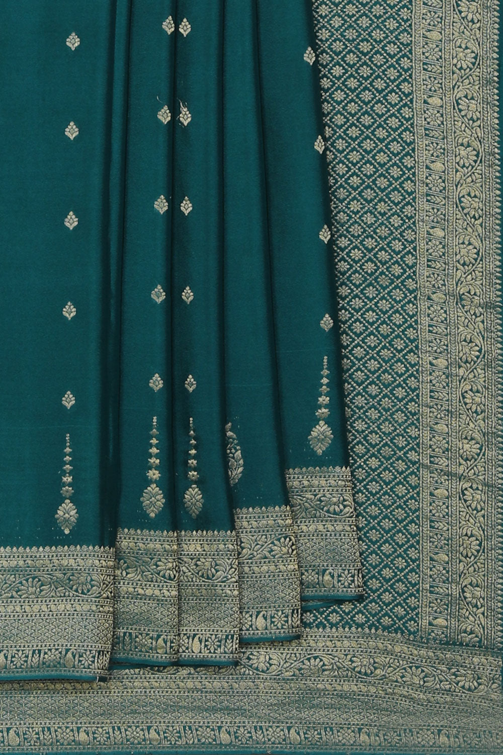 Crepe Silk Teal Green Saree