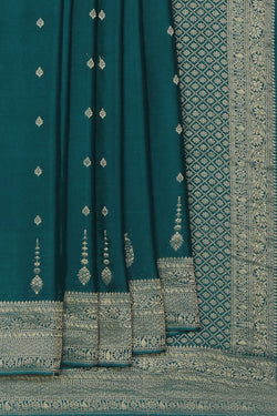 Image of Crepe Silk Teal Green Saree