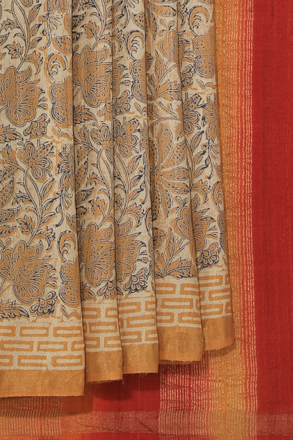 Collection of Tussar Silk Beige Saree in a gallery layout