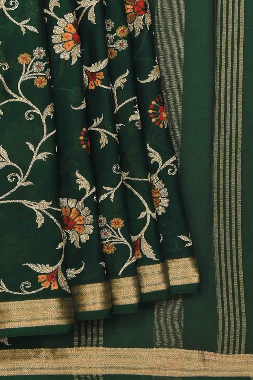 Collection of Crepe Silk Green Saree in a gallery layout