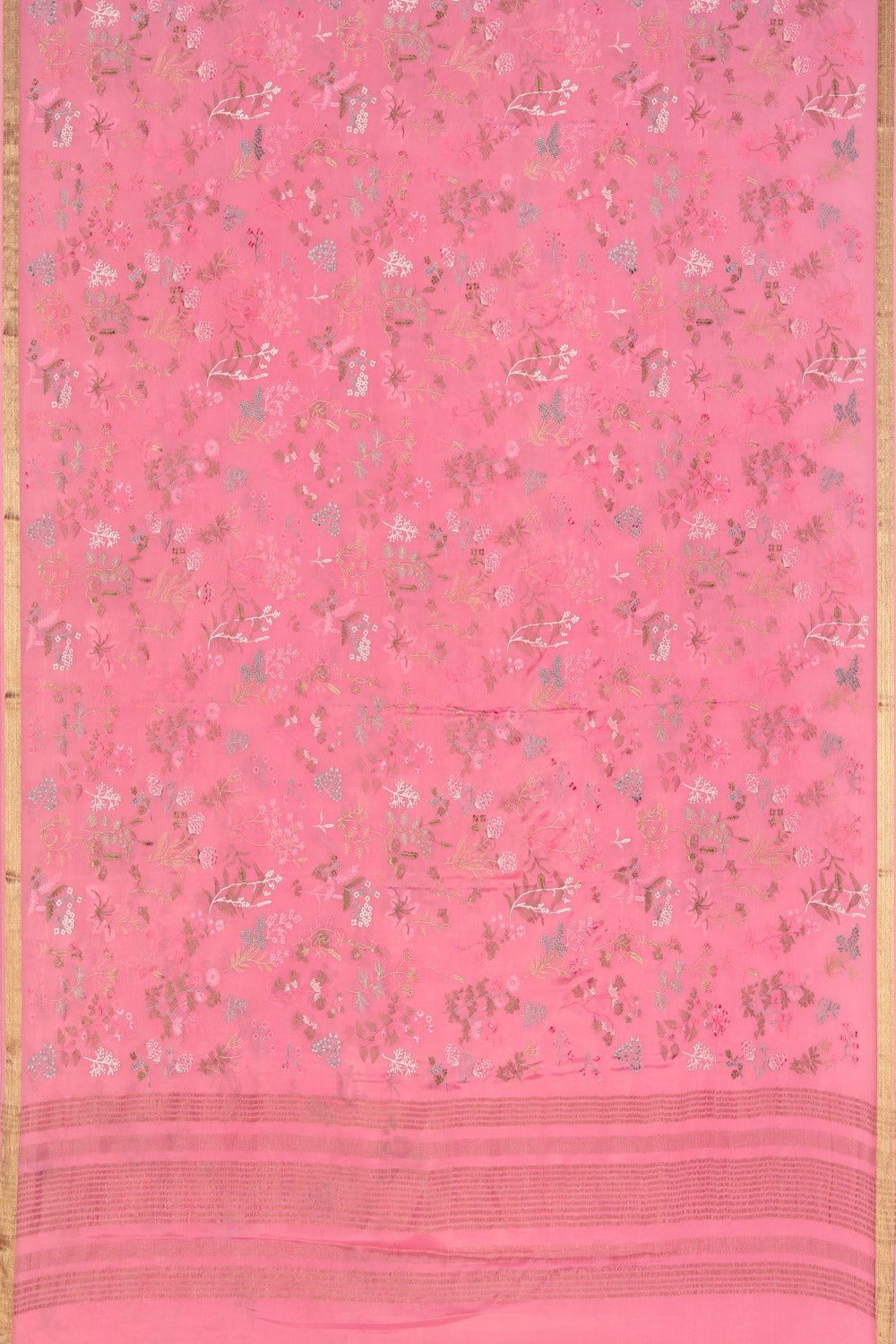 Collection of Crepe Silk Coral Pink Saree in a gallery layout