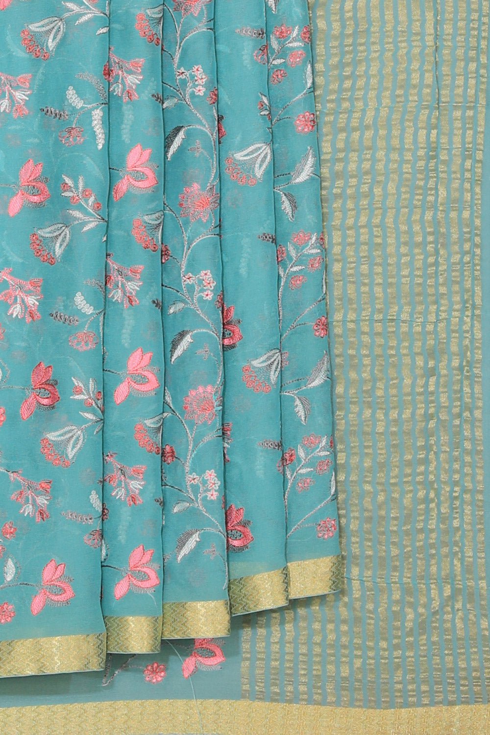 Collection of Crepe Silk Sea Green Saree in a gallery layout