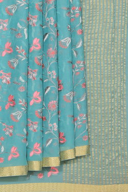 Collection of Crepe Silk Sea Green Saree in a gallery layout