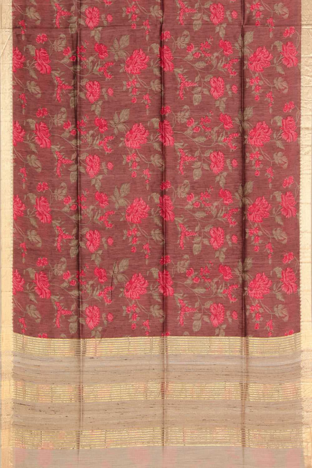 Collection of Tussar Silk Plum Brown Saree in a gallery layout